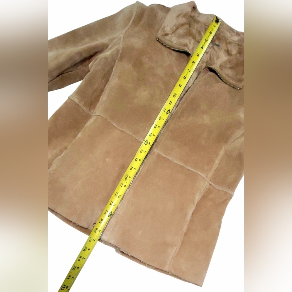 Guess Tan Suede Leather Jacket Patchwork Womens S… - image 4